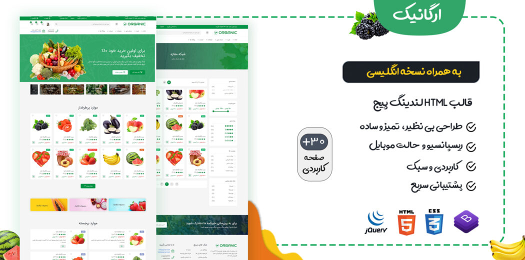 قالب Organic، قالب HTML فروشگاهی ارگانیک