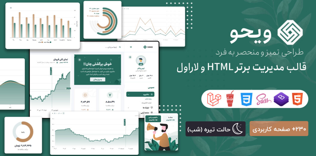 قالب HTML پنل مدیریت ویحو، Viho