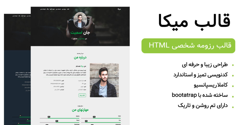 قالب HTML شخصی میکا، Mika