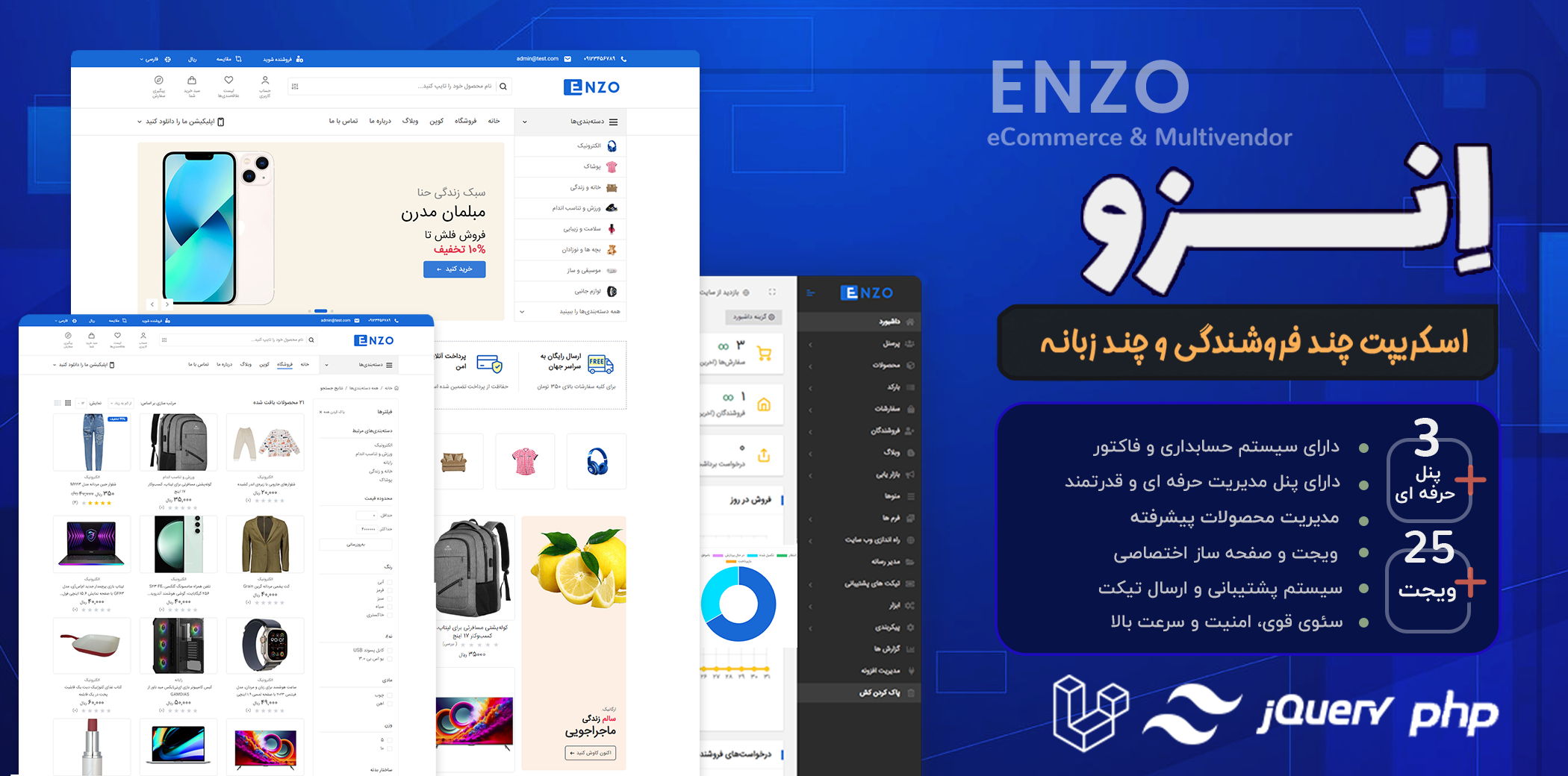 اسکریپت لاراول فروشگاهی انزو، Enzo - راست چین