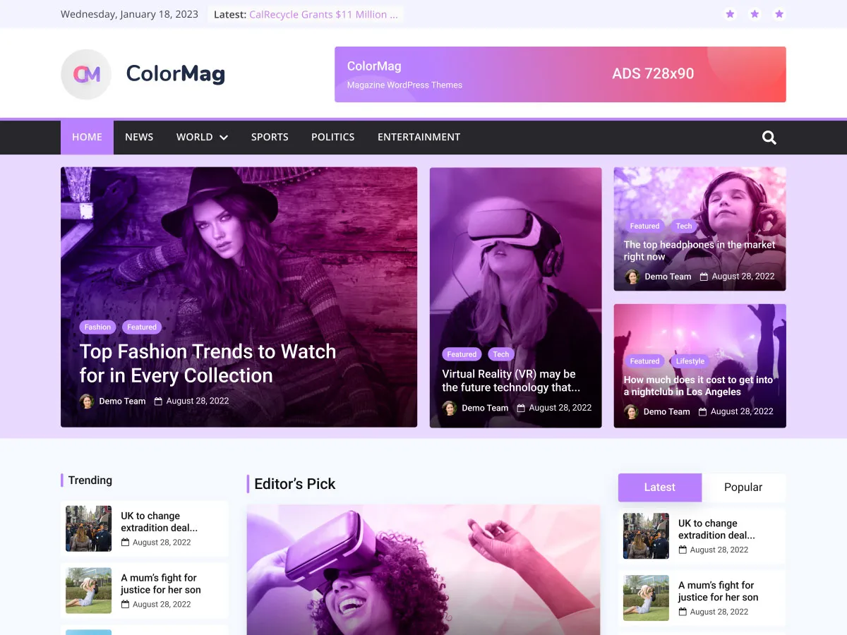 قالب ColorMag؛ قالب خبری رایگان